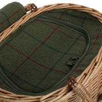Ovaler grüner Tweed-Kühltaschen-Getränke-Picknickkorb