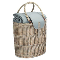 Panier de pique-nique pour boissons avec sac isotherme ovale gris