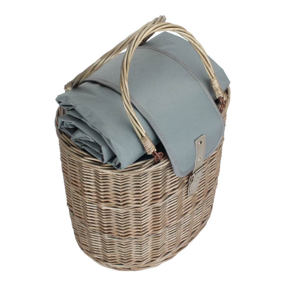 Panier de pique-nique pour boissons avec sac isotherme ovale gris