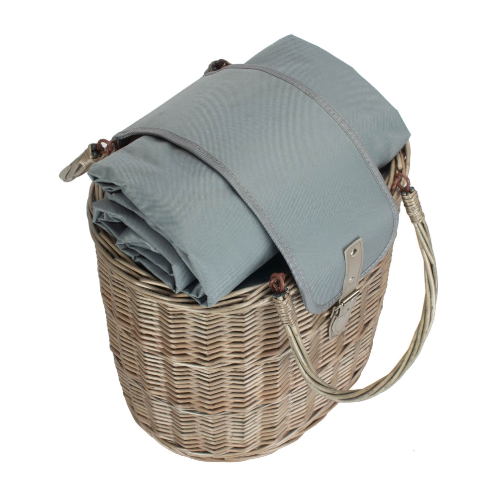 Panier de pique-nique pour boissons avec sac isotherme ovale gris