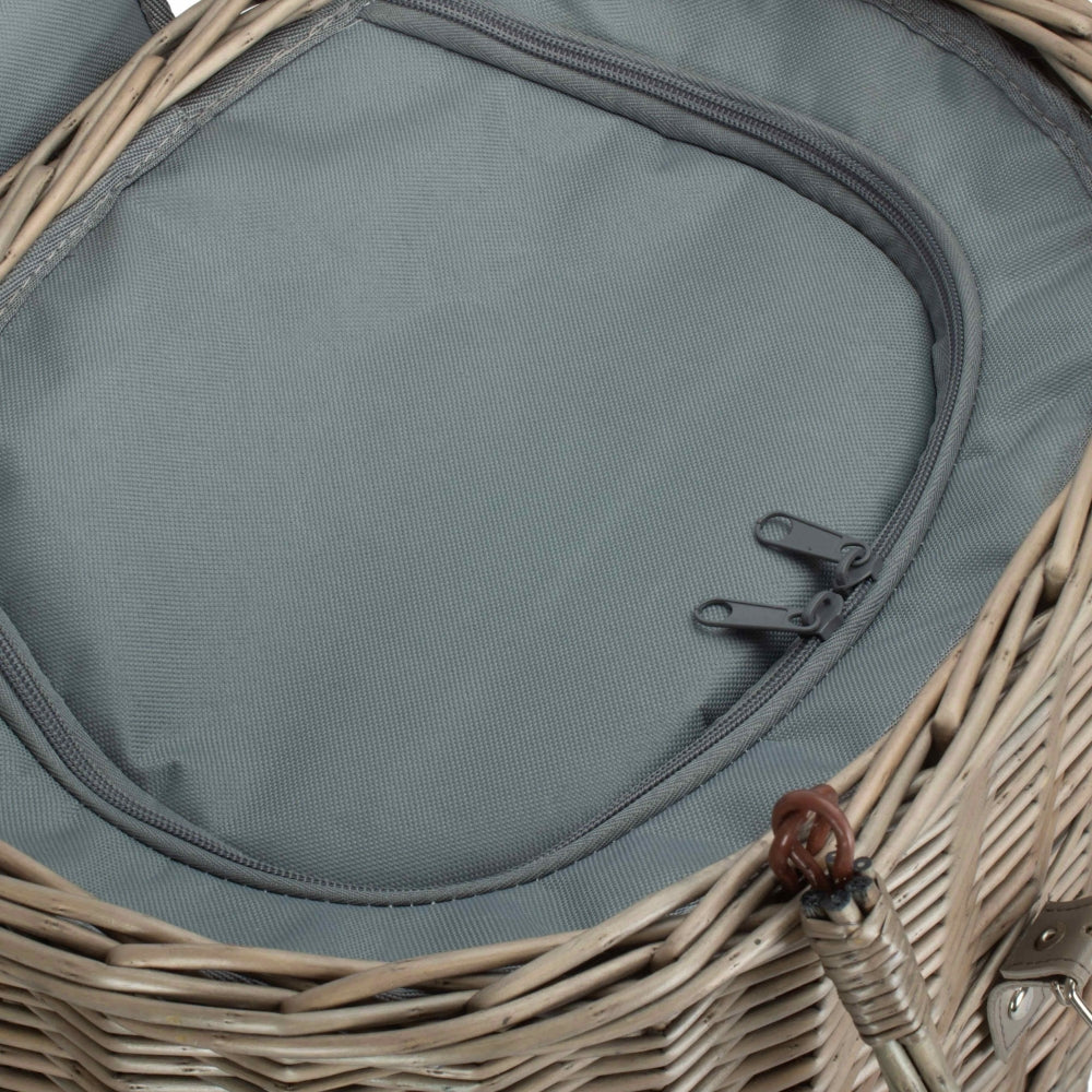 Red Hamper Oval Grey Fitted Cool Bag Drinks Picnic Basket