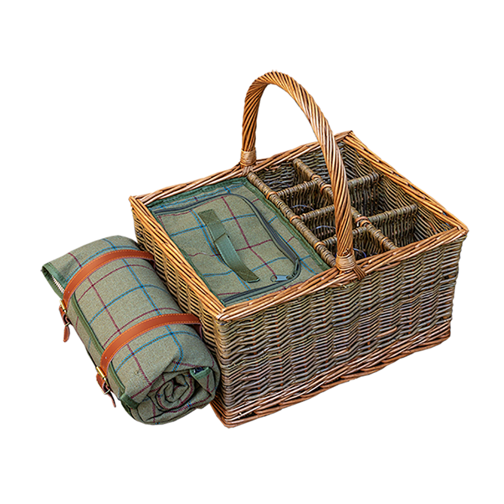Wicker Event Basket with Blanket and Fitted Cooler
