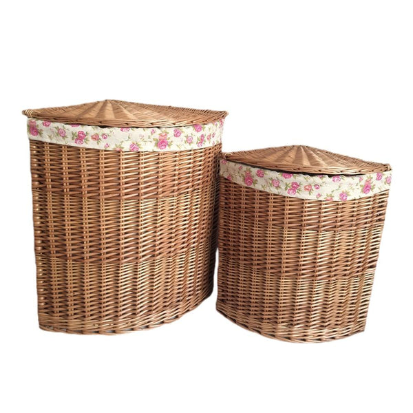 Light Steamed Corner Garden Rose Lined Laundry Baskets