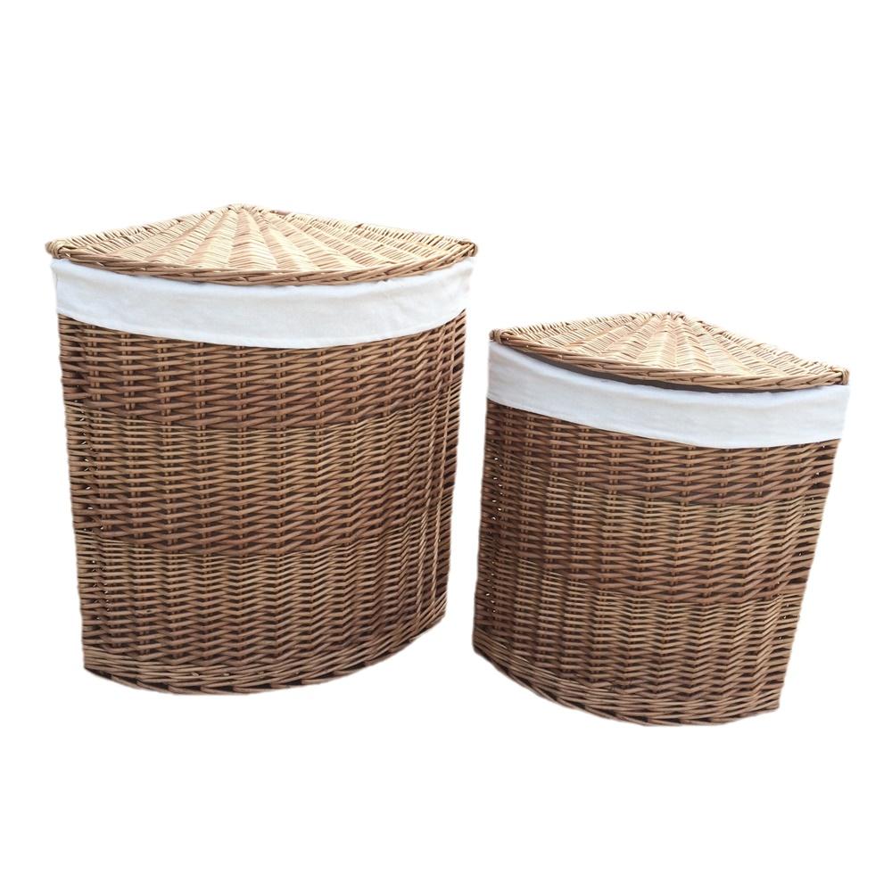 Light Steamed Corner White Cotton Lined Laundry Baskets