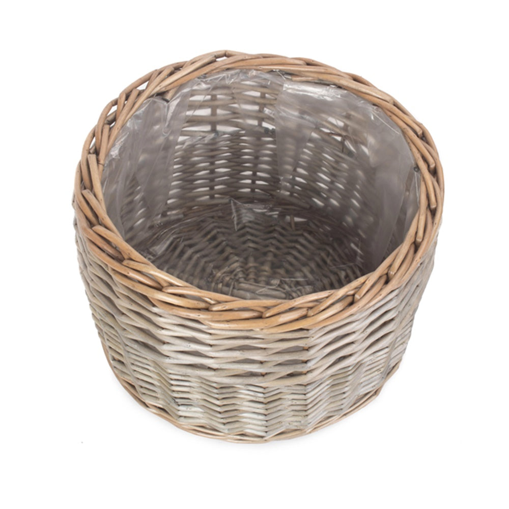 Red Hamper Round Antique Wash Wicker Planter