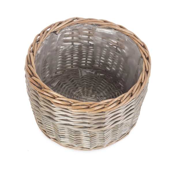 Red Hamper Round Antique Wash Wicker Planter