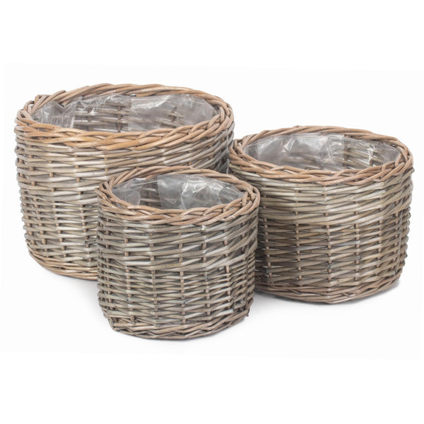 Red Hamper Round Antique Wash Wicker Planter