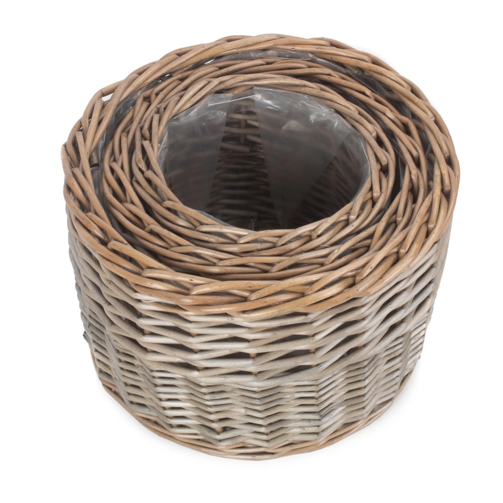 Round Antique Wash Wicker Planter