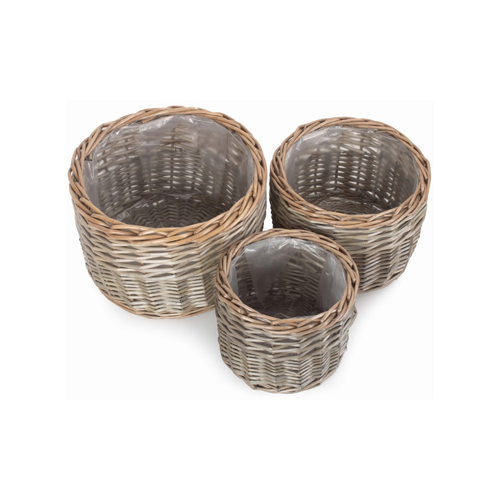 Red Hamper Round Antique Wash Wicker Planter