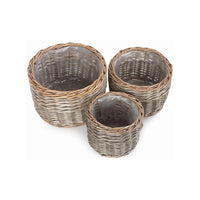 Round Antique Wash Wicker Planter