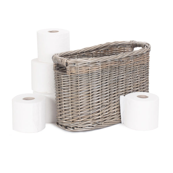 Red Hamper Oval Wicker Toilet Roll Storage Basket