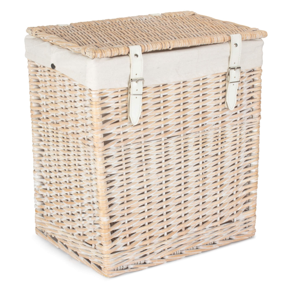 Boutique White Wash Storage Laundry Hamper With Lining