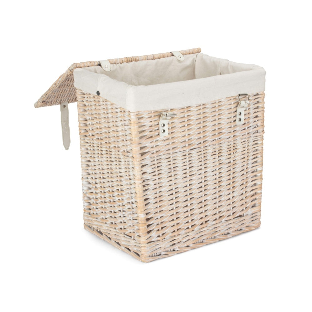 Panier à linge de rangement Boutique White Wash avec doublure