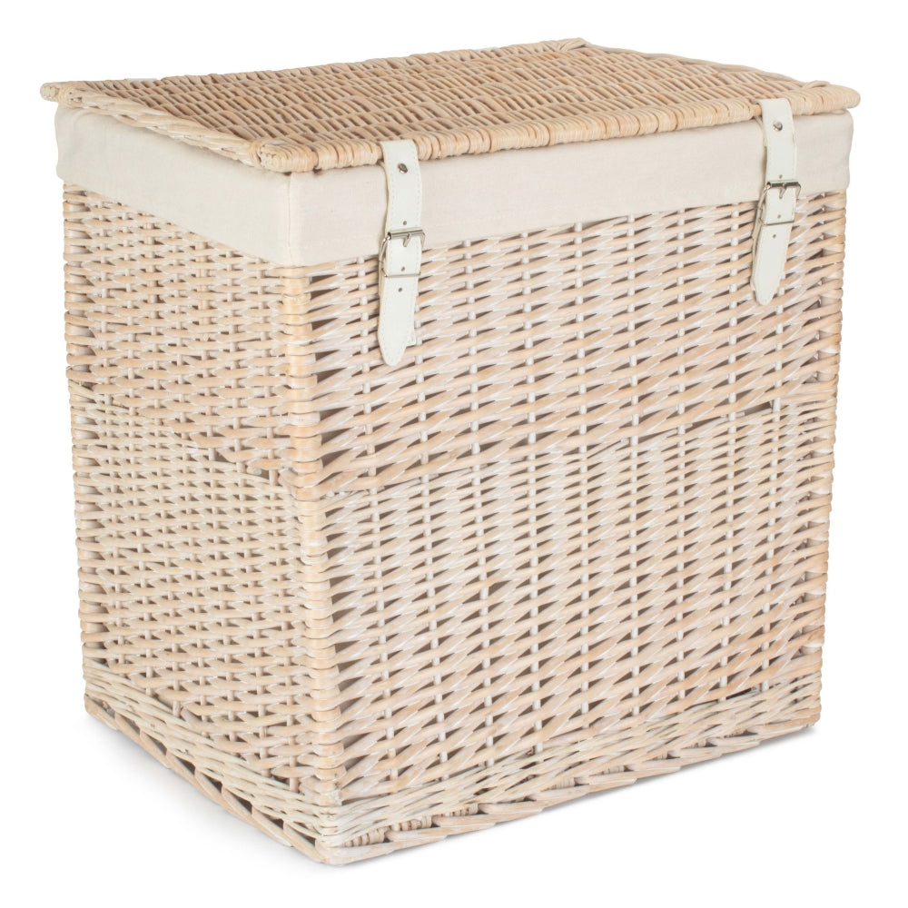 Panier à linge de rangement Boutique White Wash avec doublure