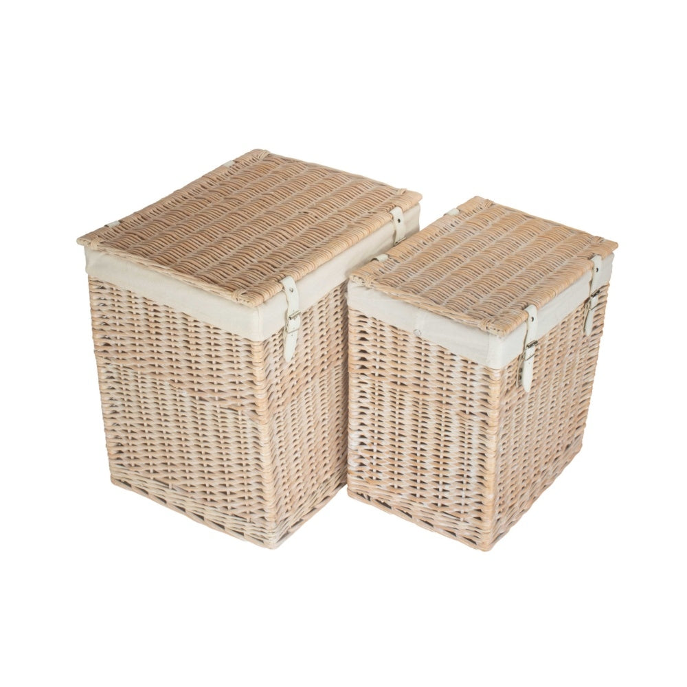Red Hamper Boutique White Wash Storage Laundry Hamper With Lining