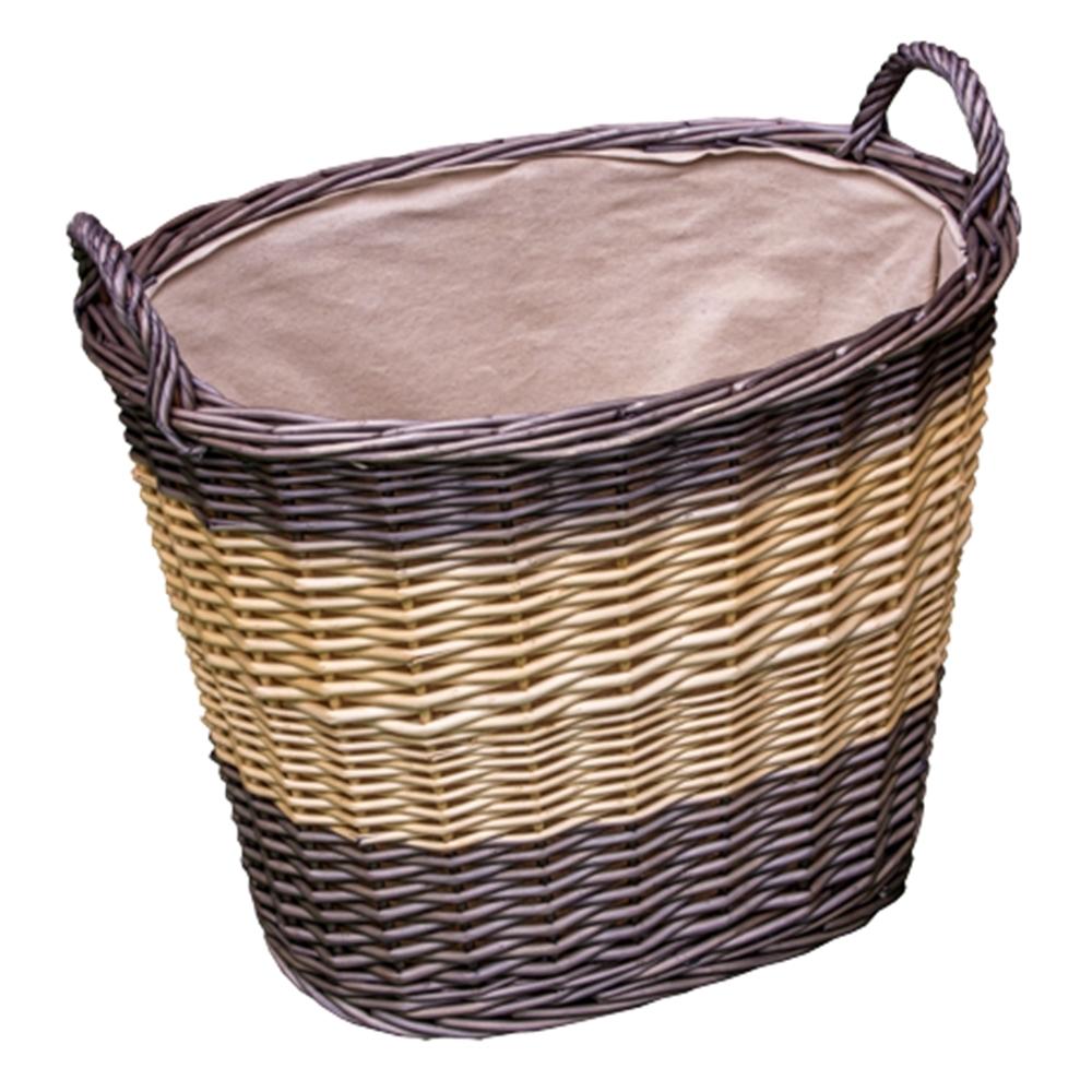 Deep Two Tone Lined Wicker Wash Basket