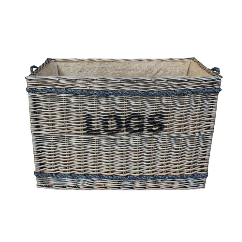 Red Hamper Large Wicker Rope Handle Log Basket