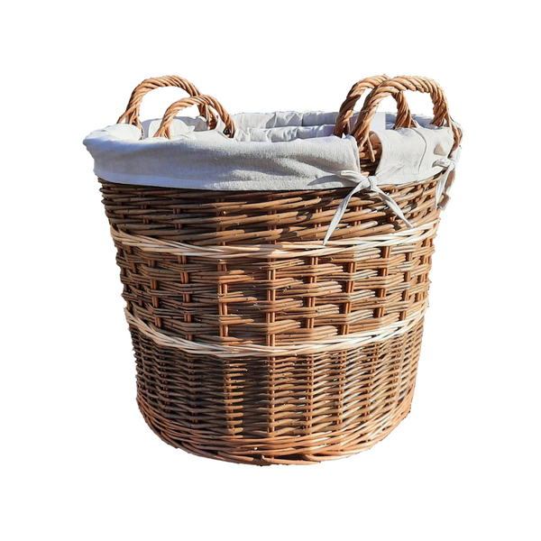 Red Hamper Set of 2 Cotton Lined Log Baskets