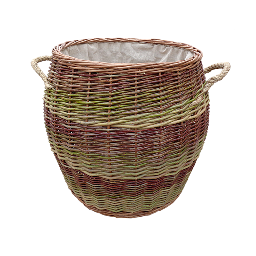 Rope Handle Wicker Barrel Log Basket