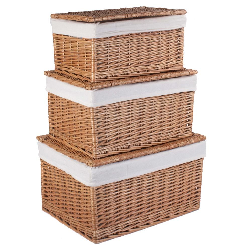 Red Hamper Light Steamed Cotton Lined Wicker Storage Basket