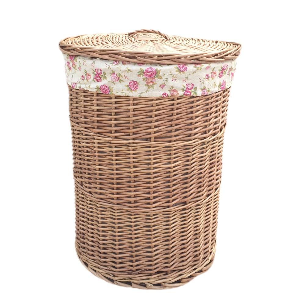 Red Hamper Light Steamed Round Garden Rose Lined Laundry Baskets