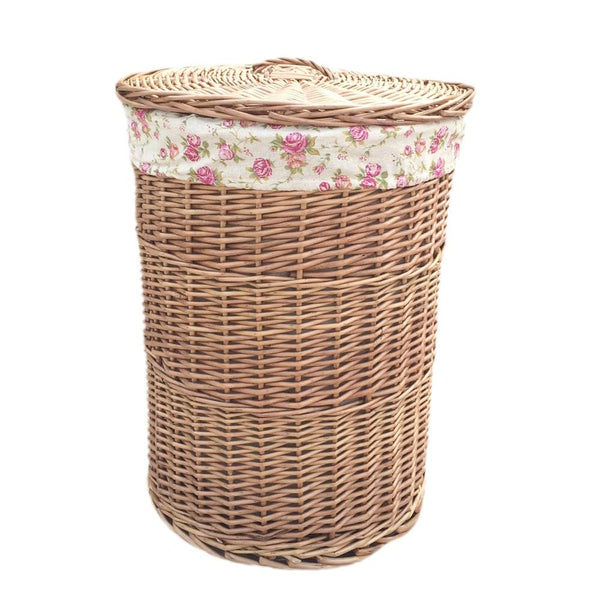 Red Hamper Light Steamed Round Garden Rose Lined Laundry Baskets