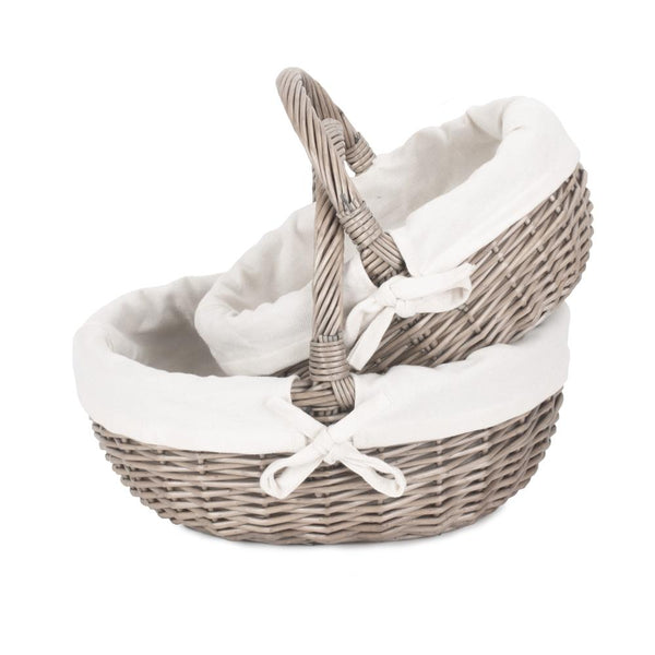 Red Hamper Lined Antique Wash Wicker Bathroom Shopping Basket