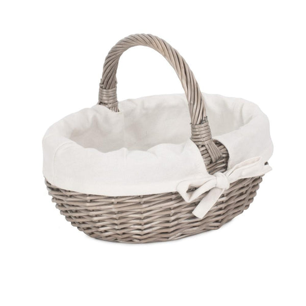 Red Hamper Lined Antique Wash Wicker Bathroom Shopping Basket