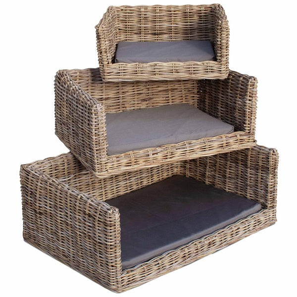Red Hamper Luxury Rectangular Rattan Dog Sofa Bed