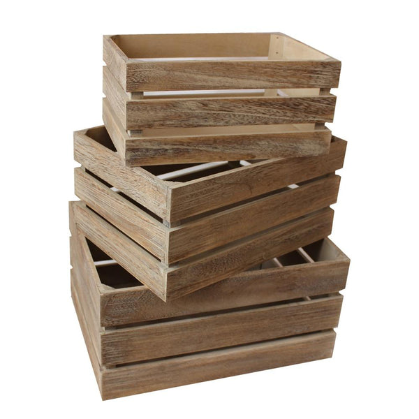 Red Hamper Oak Effect Slatted Wooden Storage Crate