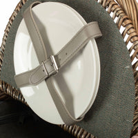 Red Hamper Oval Grey Sage 2 Person Fitted Picnic Basket