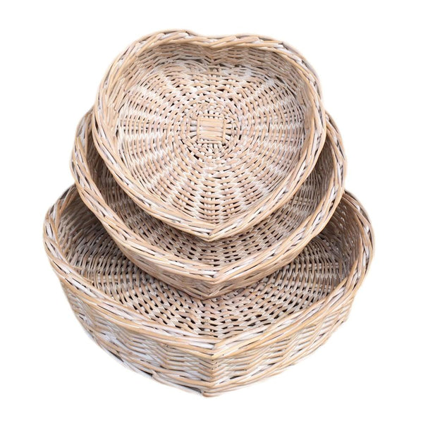 Red Hamper White Wash Heart Shaped Wicker