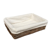 Red Hamper Lined Antique Wash Rectangular Straight Sided Wicker Tray