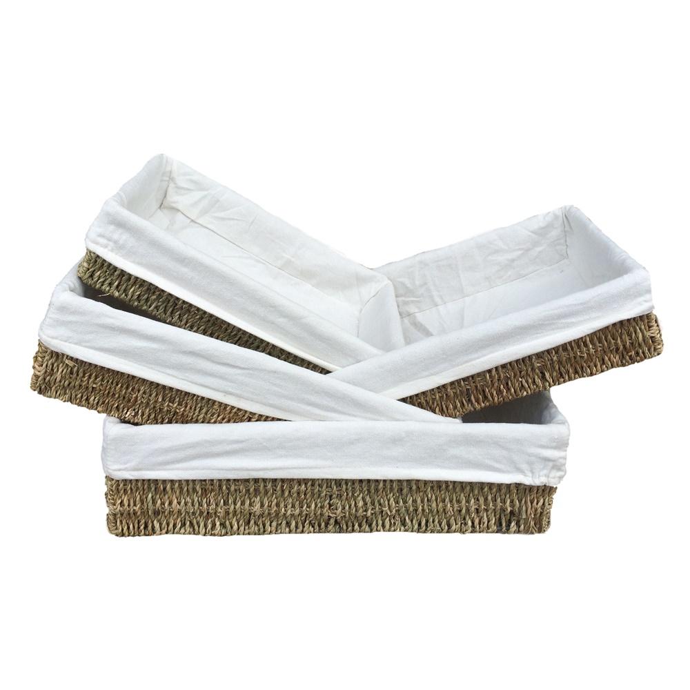 Red Hamper Rectangular Seagrass Tray