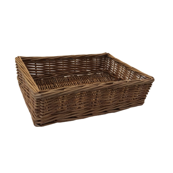 Red Hamper Large Double Steamed Storage Wicker Tray