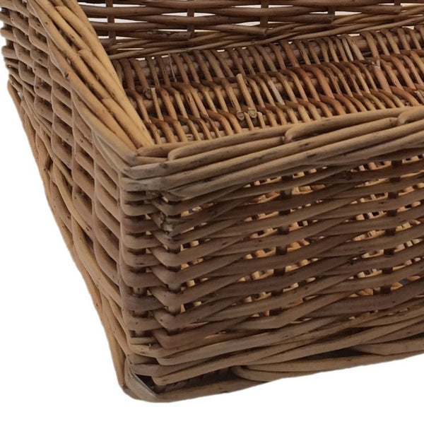 Red Hamper Large Double Steamed Storage Wicker Tray