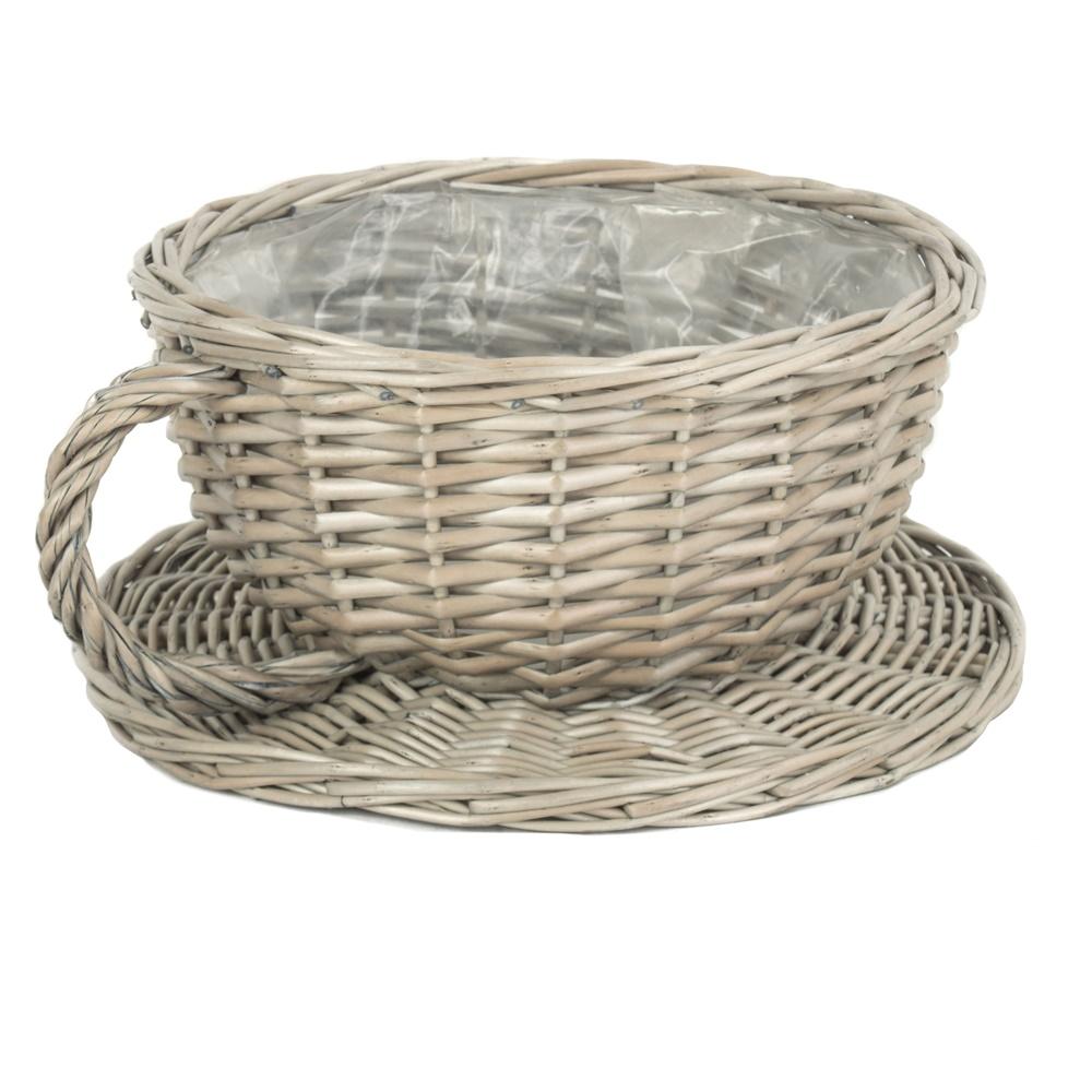 Antique Wash Tea Cup Wicker Basket