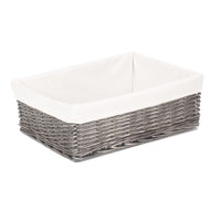 Red Hamper Cotton Lined Antique Wash Finish Wicker Tray