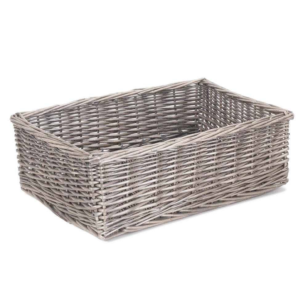 Antique Wash Finish Wicker Tray