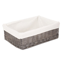 Red Hamper Cotton Lined Antique Wash Finish Wicker Tray