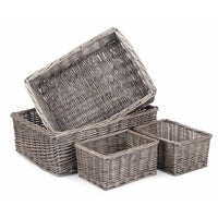 Antique Wash Finish Wicker Tray