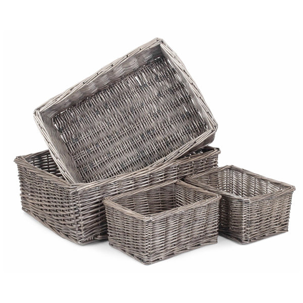 Red Hamper Antique Wash Finish Wicker Tray