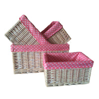 Red Hamper Pink Spotty Lined Storage Basket