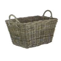 Red Hamper Rectangular Grey Rattan Floor Storage Basket