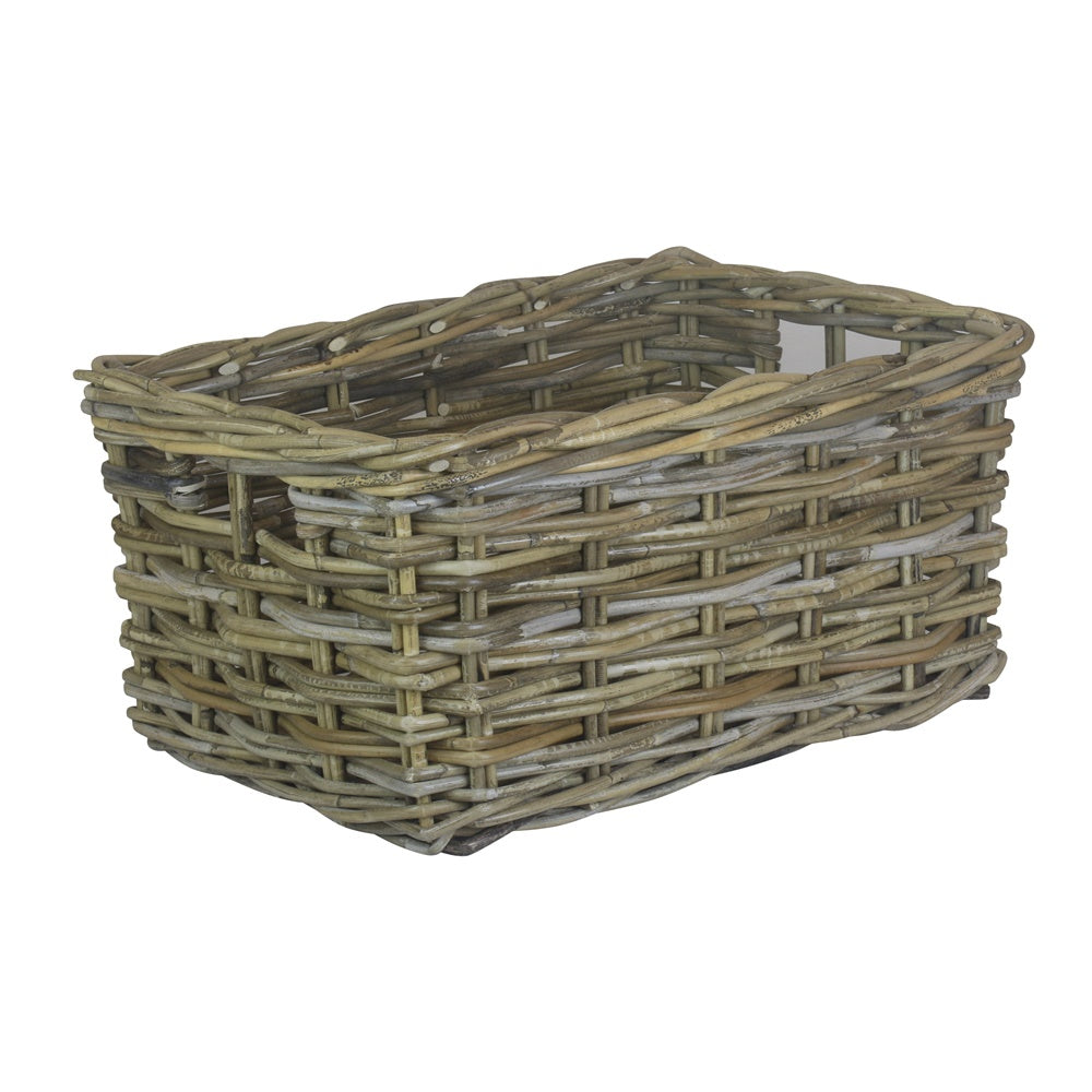 Red Hamper Rectangular Grey Rattan Storage Baskets