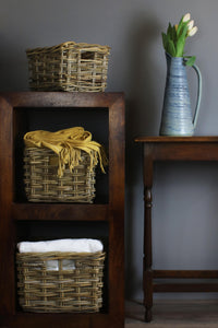 Red Hamper Rectangular Grey Rattan Storage Baskets