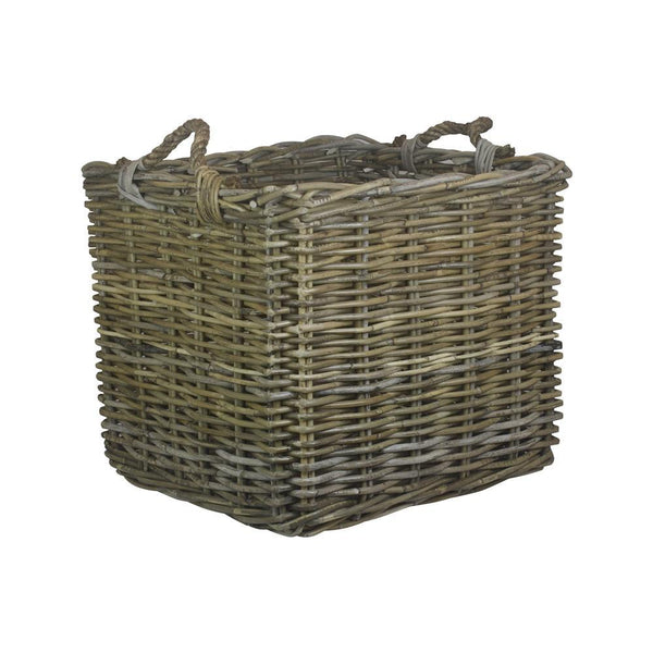 Square Grey Rattan Log Basket