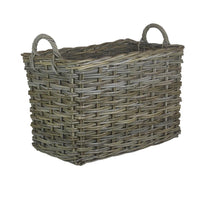 Rectangular Grey Rattan Hallway Log Basket