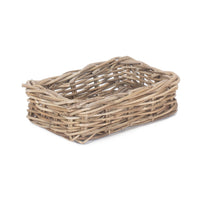 Shallow Kubu Grey Rattan Rectangular Basket