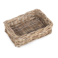Shallow Kubu Grey Rattan Rectangular Basket